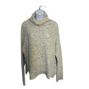 Madewell Womens Ribbed Knit Cowl Neck Sweater Large Neutral Cozy Warm Oversized‎
